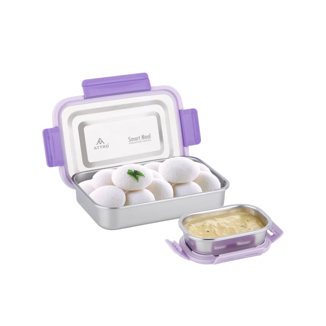 ATTRO Smart Meal Medium Stainless Steel Lunch Box with 1 Small Container