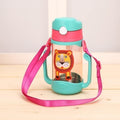 Koochie-Koo Plastic One Touch Open Cute Lion Printed Handy Transparent Sippy Cup Bottle