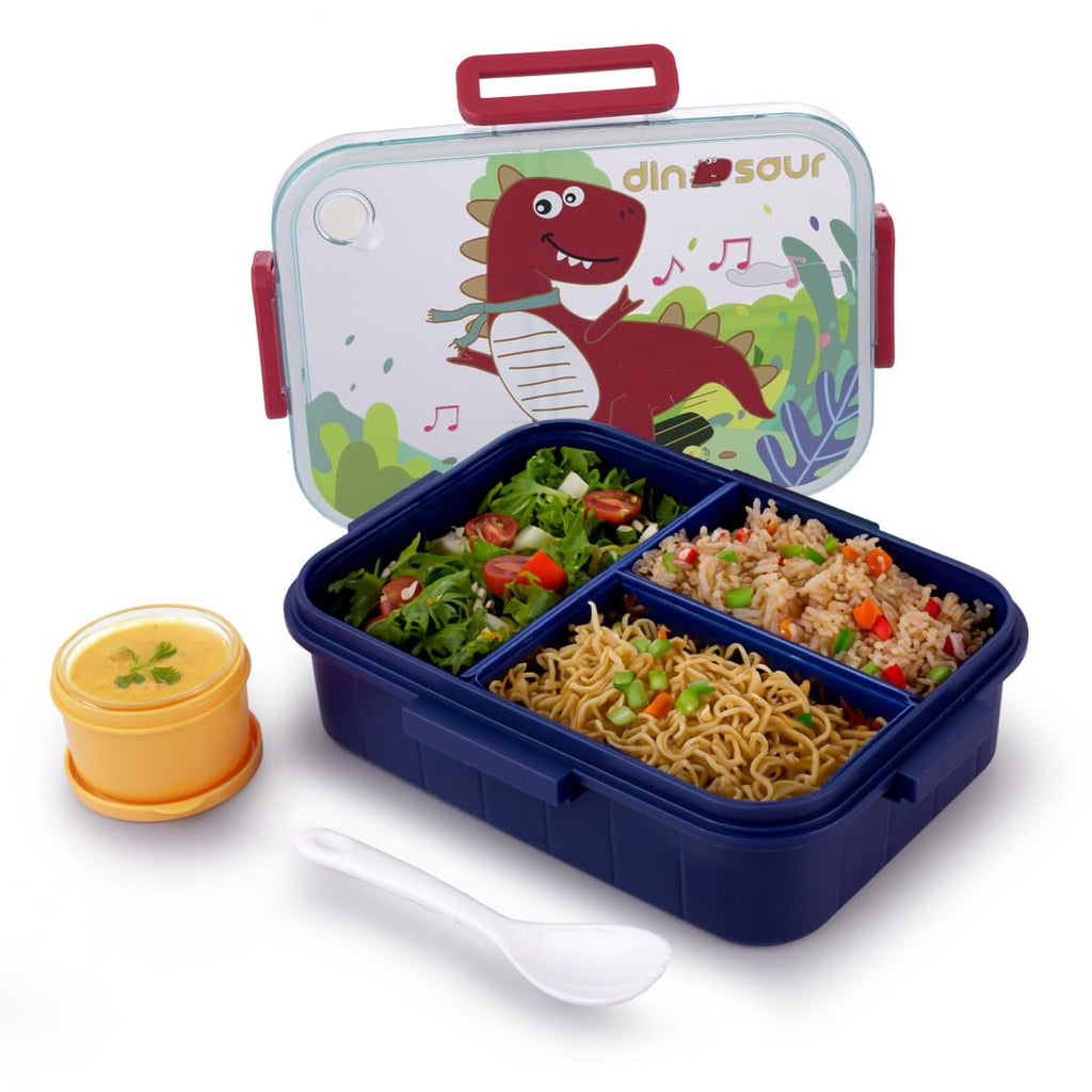 ATTRO Quick 3 Lunch Box Dinosaur Theme with Includes 3 Compartments