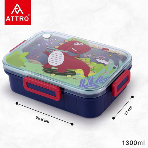 ATTRO Quick 3 Lunch Box Dinosaur Theme with Includes 3 Compartments