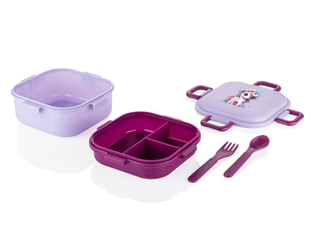 ATTRO Quick Bite Unicorn Magic Lunch Box Box with 3 Compartment