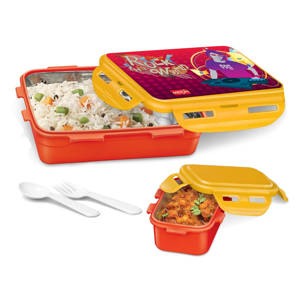 MILTON Mini Fun Treat Lunch Box, Inner Stainless Steel School Kids Tiffin 650 ml
