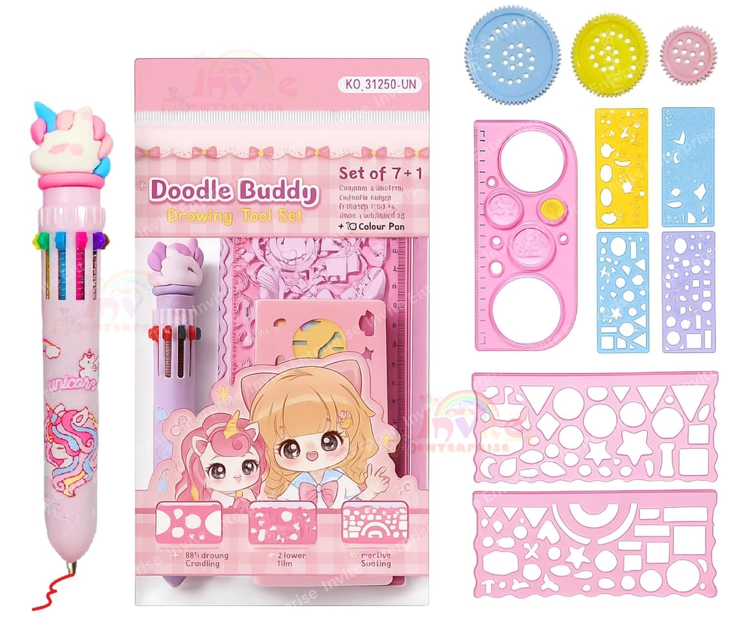 Cute Creative Doodle Ruler Stationery Set for Kids
