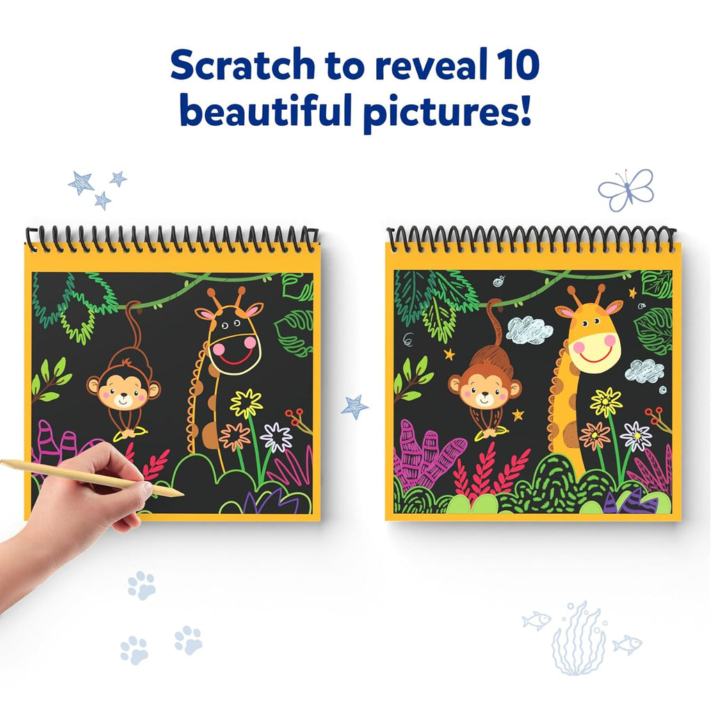 Skillmatics Scratch Art Book for Kids - Animals, Craft Kits & Supplies