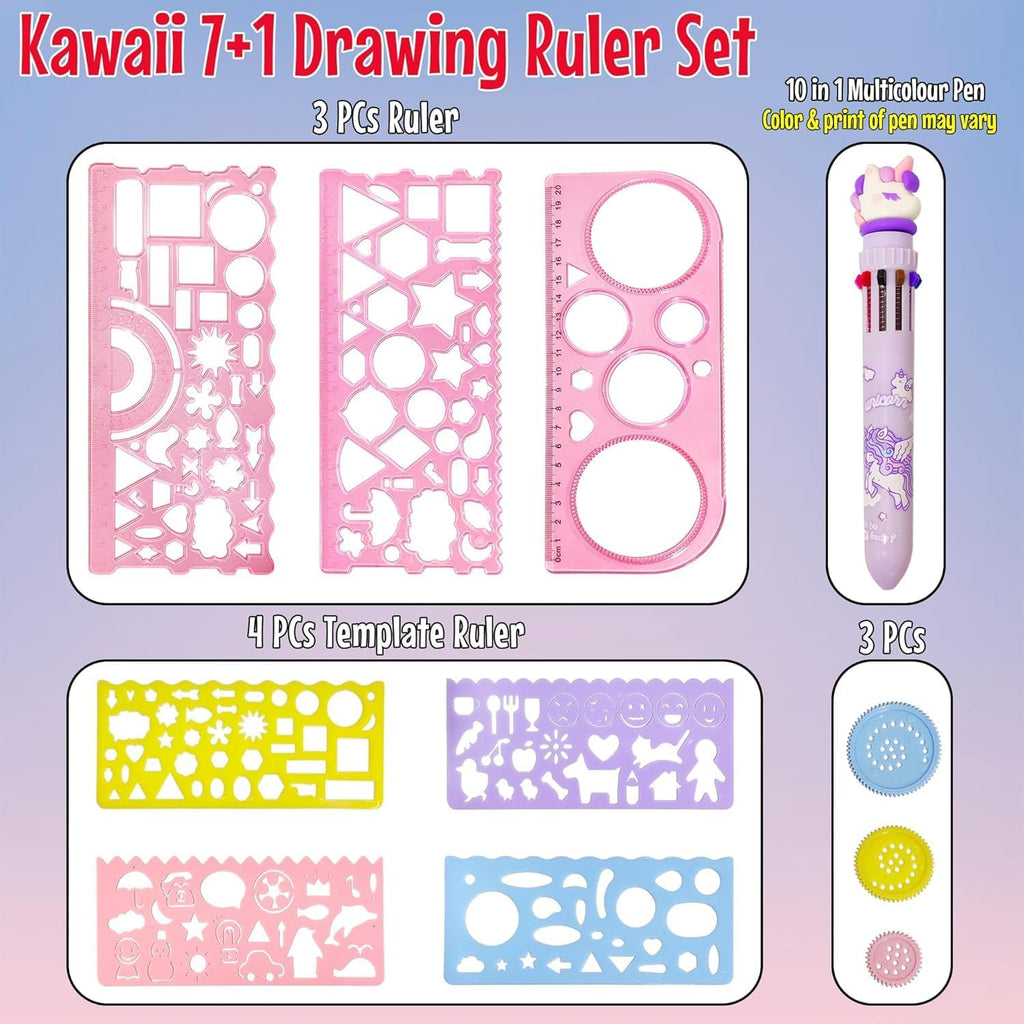 Cute Creative Doodle Ruler Stationery Set for Kids