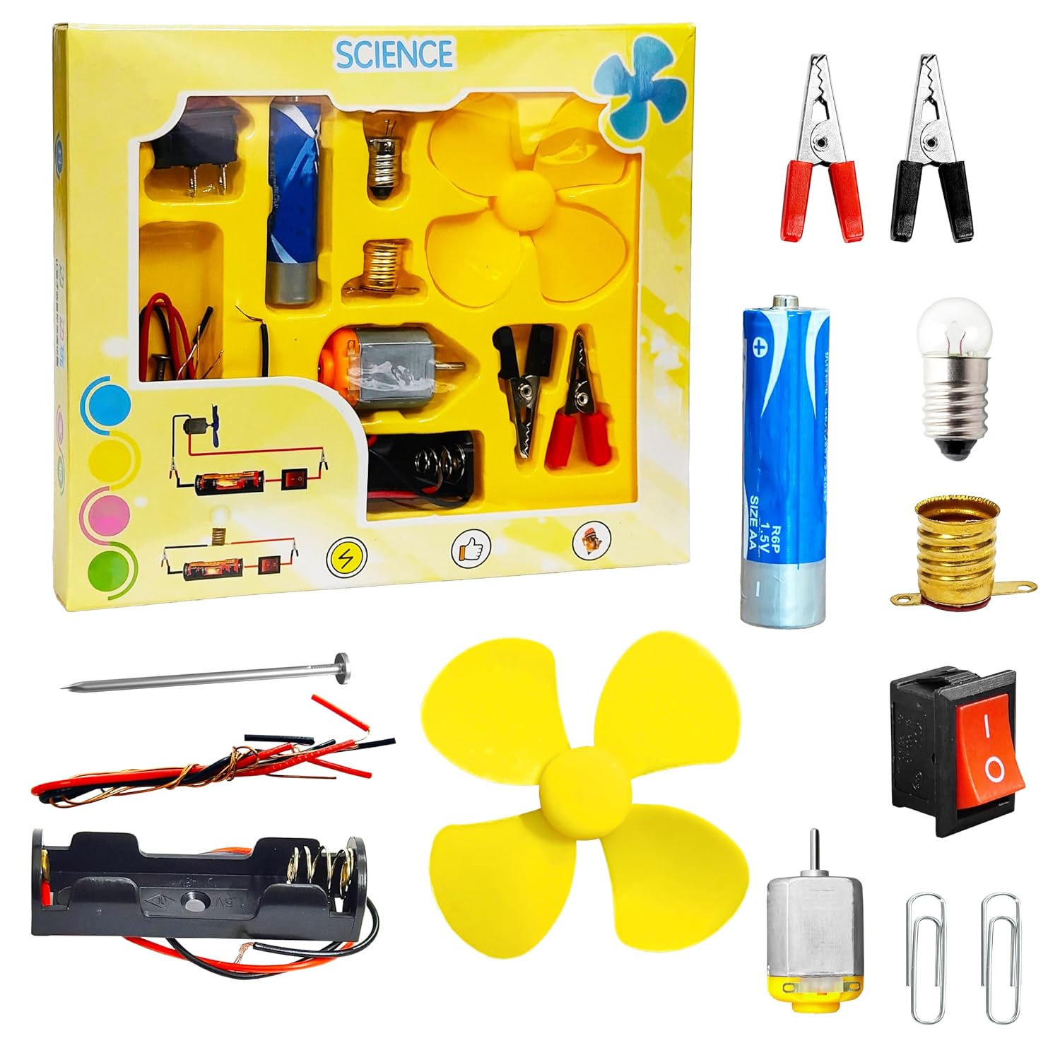 Electric Bulb and Fan Circuit Toy Set for Kids