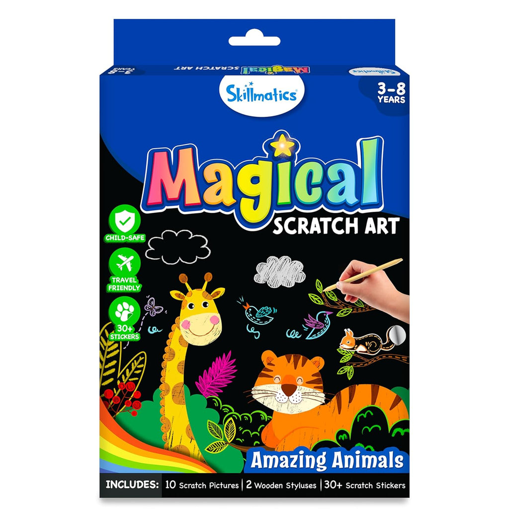 Skillmatics Scratch Art Book for Kids - Animals, Craft Kits & Supplies